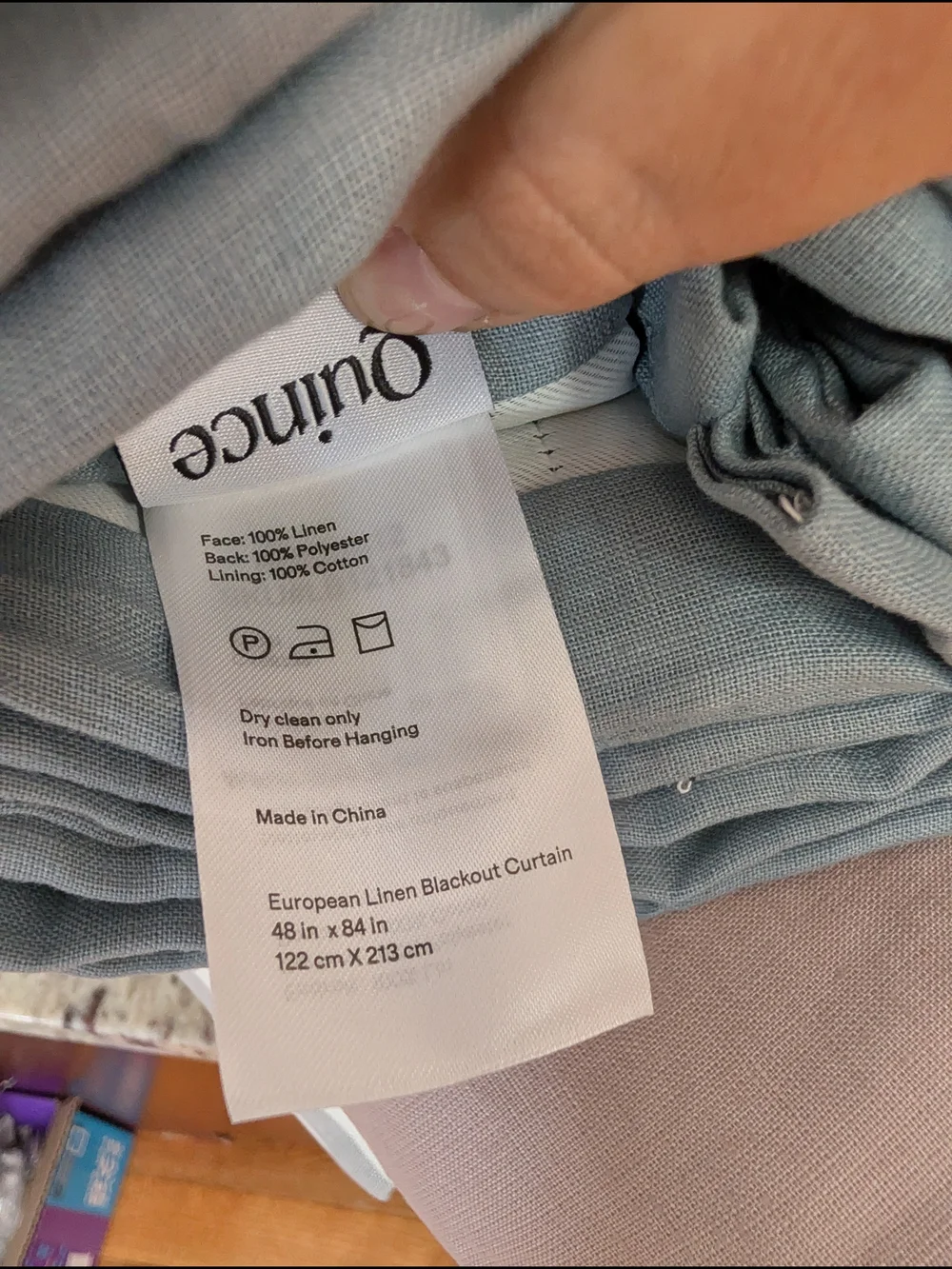 Quince 100% European Linen Blackout Curtain Light Blue 48x84 NEW